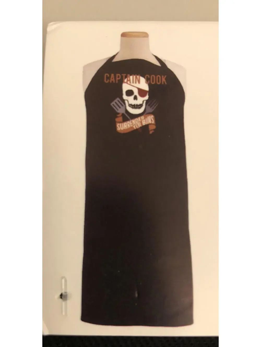 Captain Cook New Long Black Apron BBQ Surrender Your Buns  26 X 33